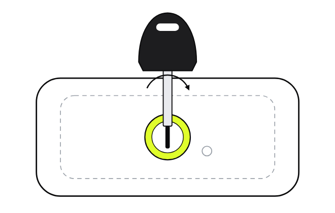 The mechanical key inserted in the key cylinder