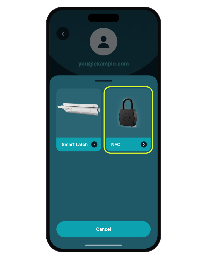 Lock type sheet with NFC highlighted