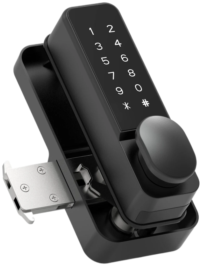 EliteLock Smart Bolt with a matte black aluminum body and touch keypad